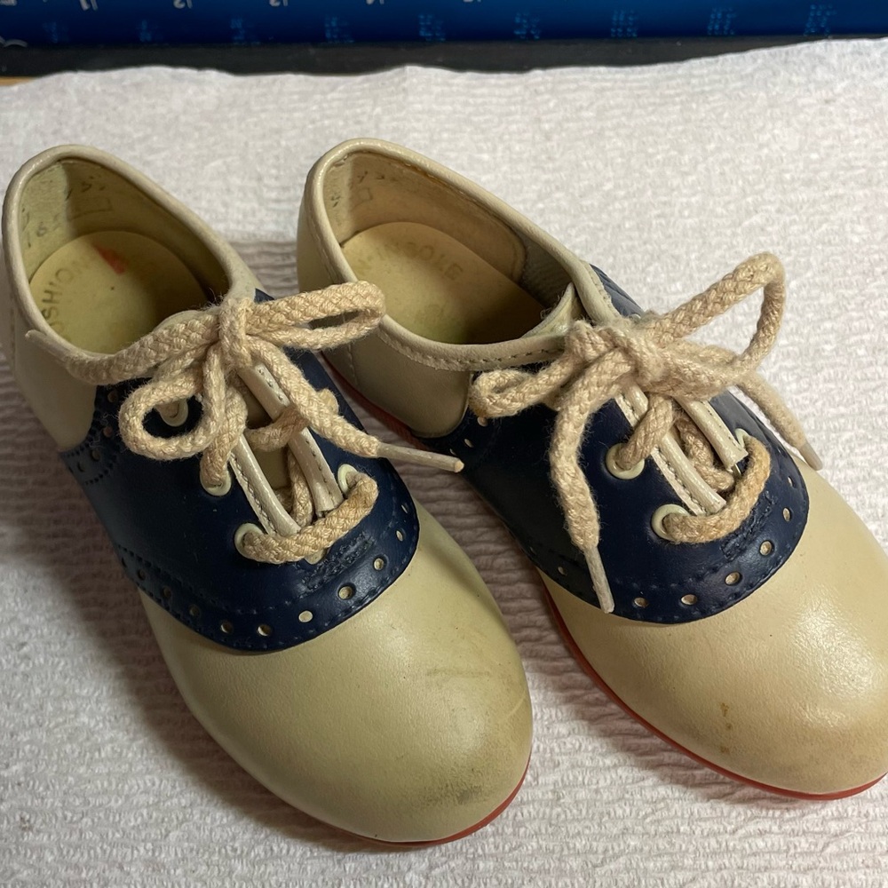 Vintage Sears Classic Navy and Cream Kids Shoes